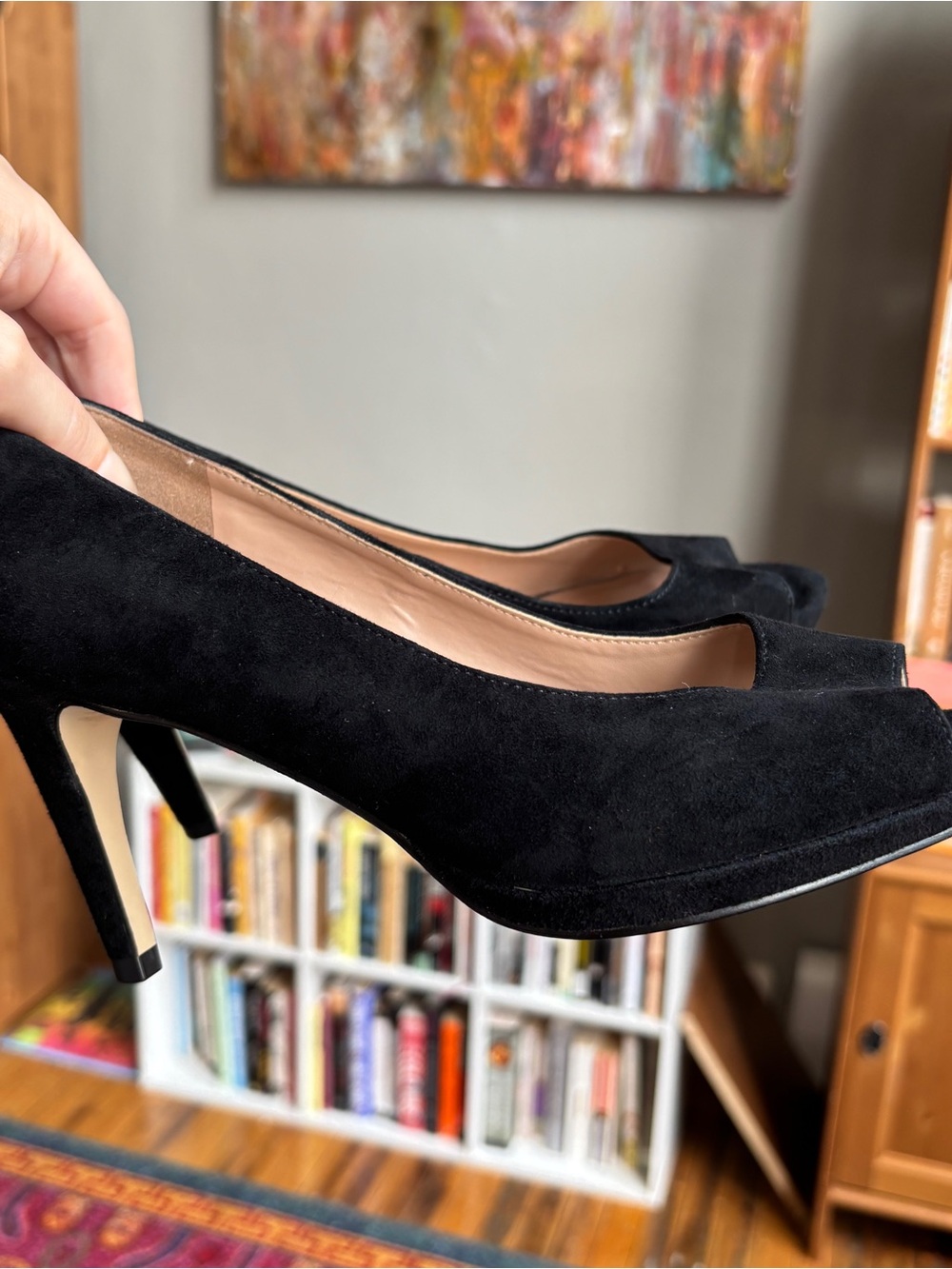 Y2K Cole Haan Black Suede Peep-Toe Heels